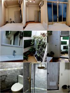 un collage de photos d'une salle de bains et d'une chambre dans l'établissement 富貴民宿Full Great B&B包棟名宿, à Changhua