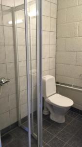 uma casa de banho com um WC e um chuveiro em Voss Lodge Rongastovo em Vossevangen