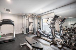 a gym with tread machines and a treadmill at Mar Vista 1BR w in-unit WD Gym nr Venice Beach LAX-136 in Los Angeles