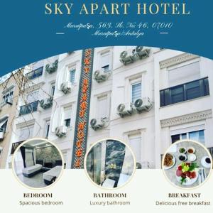 een collage van foto's van een hotel met een gebouw bij SKY HOTEL & APARTMENTS in Antalya
