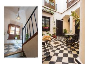 a room with a checkered floor and a house at Madeinterranea Suites in Málaga