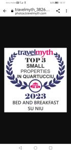 een website met een foto van een laurierkrans bij Bed and Breakfast Su Niu in Quartucciu