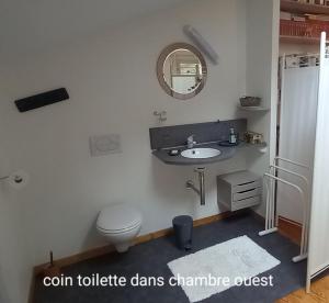 AcconsにあるNature sud Malpasのバスルーム(洗面台、トイレ、鏡付)