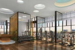 un gimnasio con varias filas de equipos de ejercicio en una habitación en The Rixx Wonderful Apartment @ D1 Mension/pool/gym, en Ho Chi Minh