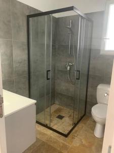 a shower stall in a bathroom with a toilet at Appartement à 200m des plages. in Fréjus +9 photos