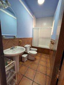 y baño con lavabo y aseo. en Casa Rural Sabika, en Alhama de Granada