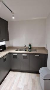 a kitchen with a sink and a toilet at Modern Stylish Apartment in Birmingham in West Bromwich