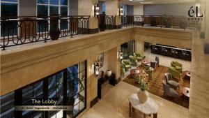 an overhead view of the lobby of a hotel at eL Hotel Yogyakarta Malioboro in Yogyakarta