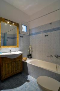 a bathroom with a sink and a tub and a toilet at The Antique House in Batsi +40 photos