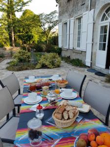 a table with food and baskets of food on it at la blanchetière in Francueil