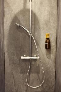 a shower with a bottle of honey on the wall at Maison Farol in Salles