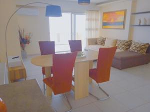 A seating area at Demy's apartment