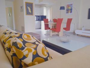 A seating area at Demy's apartment