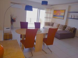 A seating area at Demy's apartment
