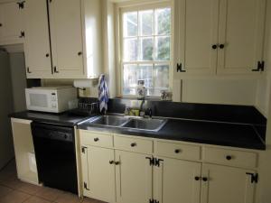 a kitchen with a sink and a microwave at Historic 86 Church Street in Charleston