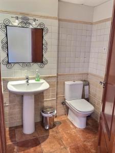 イスラ・プラナにあるPenthouse Mojon Hillsのバスルーム(トイレ、洗面台、鏡付)