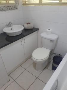 a white bathroom with a toilet and a sink at 15 President Street in Parys in Parys