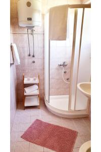 ein Bad mit einer Dusche und einem Waschbecken in der Unterkunft Apartments Villa Višnja in Pašman