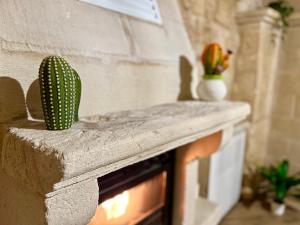 un cactus appoggiato sopra un camino di Alle Grotte a Matera Altre 54 foto