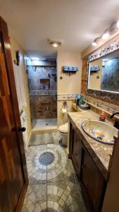 a bathroom with a shower and a sink and a toilet at Marina Sol in Cabo San Lucas