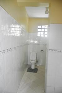 Lake View EstateにあるSerenity Homeの白いバスルーム(トイレ付)が備わります。