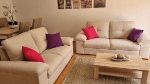 een woonkamer met twee banken en een salontafel bij Caravel Building in Lagos