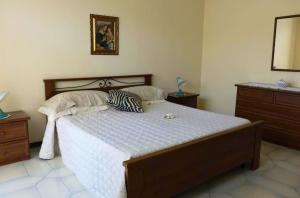 トラーニにあるOne bedroom apartement at Trani 200 m away from the beach with furnished terrace and wifiのベッドルーム1室(ベッド1台、シマウマの枕付)