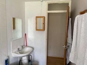 een badkamer met een wastafel en een spiegel bij Cavendish house in Strawberry Hill