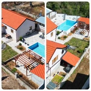 an aerial view of a house with a swimming pool at Villa Ella Tvrdos in Trebinje