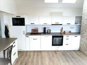 Kuchyň nebo kuchyňský kout v ubytování Apartmán UšeBu