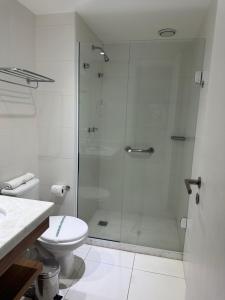 a bathroom with a shower and a toilet at Rio Stay Residence in Rio de Janeiro