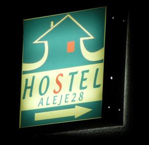 a sign that reads hospital alleeres at Hostel Aleje 28 in Krakow