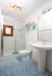 萊薩卡的住宿－Chalet en Lesaka, cerca de San Sebastián，浴室配有卫生间、盥洗盆和淋浴。