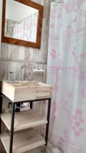 a bathroom with a sink and a mirror at Depto para 4 personas in San Antonio Oeste