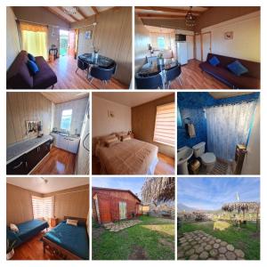 een collage van verschillende foto's van een kamer bij Cabaña 1 vista campana in Hijuelas
