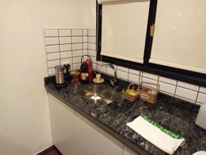 w kuchni z umywalką i oknem w obiekcie Apart Lo de Jose w mieście Tandil