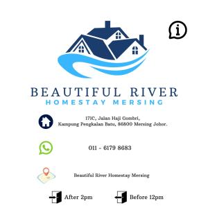 Beautiful River Homestay & Room Mersing في ميرسينغ: منزل على نموذج شعار الموج