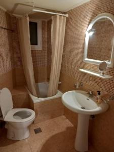 沃洛斯的住宿－Romance in Volos，浴室配有白色卫生间和盥洗盆。
