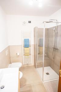 ein Bad mit einer Dusche, einem WC und einem Waschbecken in der Unterkunft Arcolovers in Arco