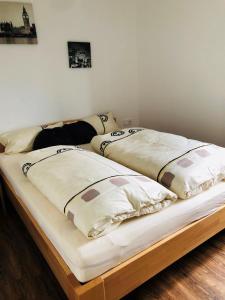 two beds sitting next to each other in a room at Ferienwohnung Vivien in Rieden