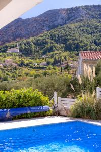 a swimming pool with a view of a mountain at Villa Anouk in Pitve