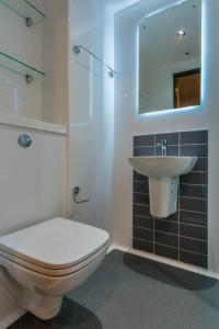 La salle de bains est pourvue de toilettes et d'un lavabo. dans l'établissement Destiny Student - Ardee Point, à Dublin