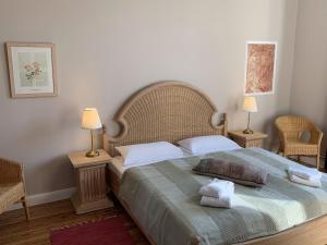 Postel nebo postele na pokoji v ubytování Am Park