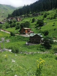 uma pequena aldeia numa colina verde com casas em Dagevi Butik Apart em Uzungol