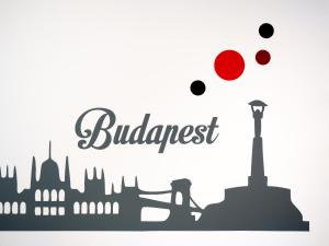 an illustration of the skyline of the budapest with at Colors Apartment in Budapest