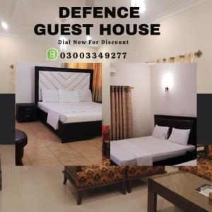 a room with two beds and a guest house at Defence Guest House in Karachi