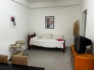 a living room with a bed and a tv at Apart Hotel Comfort City in Salta