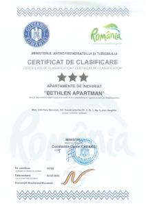 Certifikát, hodnocení, plakát nebo jiný dokument vystavený v ubytování Bethlen Apartman