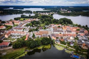 an aerial view of a town on the water at Sommerfrische Lychen in Lychen