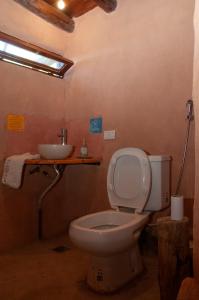 a bathroom with a toilet and a sink at KONDUR ELEMENTOS ECO HOSTEL in Las Compuertas
